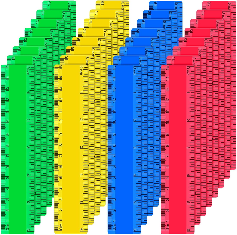 32 Pack 6 Inch Mini Rulers Bulk Plastic Small Rulers with Inch...