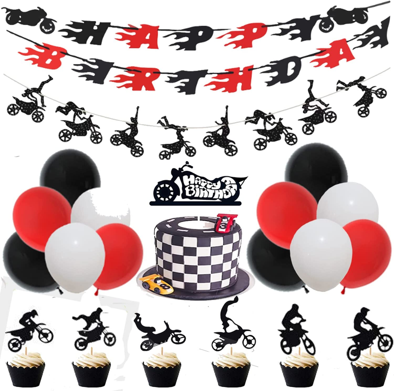 60 Pieces Dirt Bike Birthday Decoration Dirt Bike Party Supplies Banner