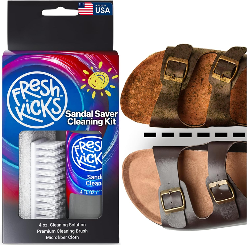 Sandal Saver Kit, 4 Oz Bottle, Brush & Microfiber Cloth – Deep-Clean Sandals & V
