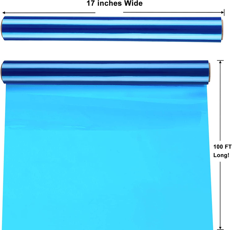 100Ft Extra Wide Blue Cellophane Wrap Roll (100Ft. Long X 17 In. Wide X 2.3 Mil