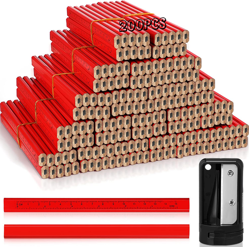 Set 200 Pcs Flat Construction Pencils With Prin