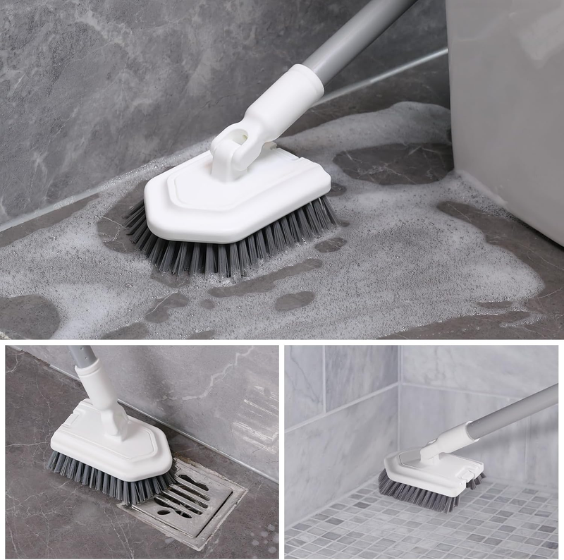 Floor Scrub Brush, 3-in-1 Shower Scrubber Tub Tile Floor Cleaner with Adjustable