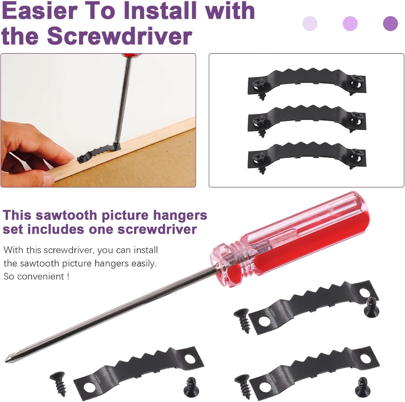 600Pcs Sawtooth Picture Frame Hanging Hangers Double Hole with Screws and Screwd