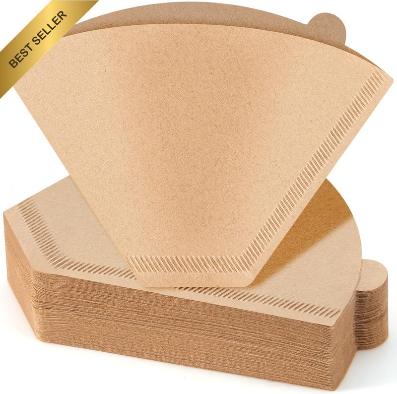 #4 Coffee Filter Paper, 8-12 Cup, Unbleached Natural Wood Pulp Cone Filters, Thi