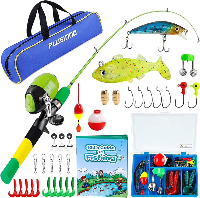 Kids Fishing Pole Fishing Rod Reel Combo Starter Kit Tackle 