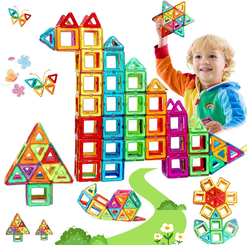 Piastrelle Magnetiche Giocattolo 48 Pezzi Per Bambini 3+ Anni, Blocchi Costruzione STEM Yianess