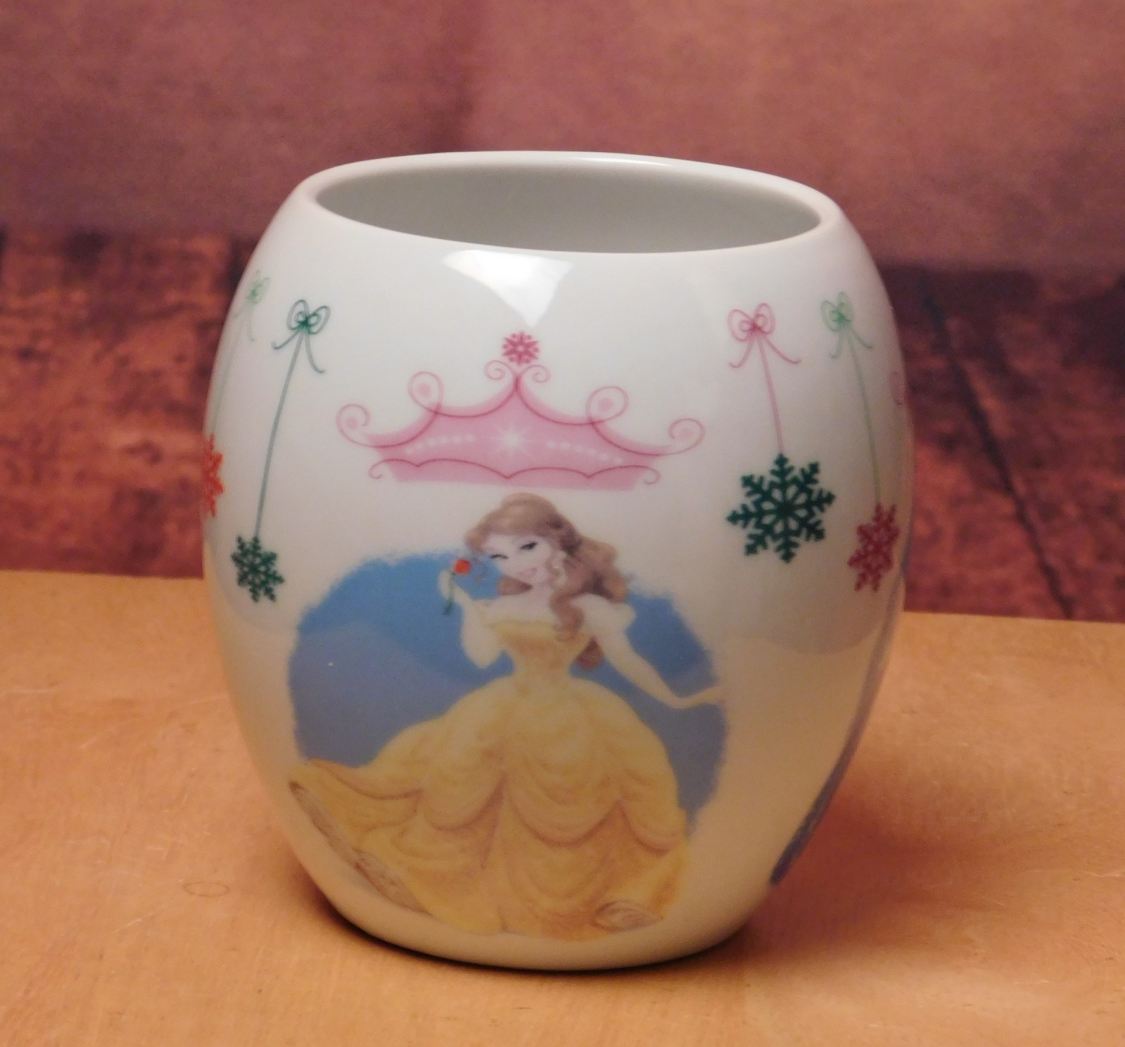 Disney Princesses Belle, Tiana, Cinderella Enesco Porcelain Christmas Globe Mug