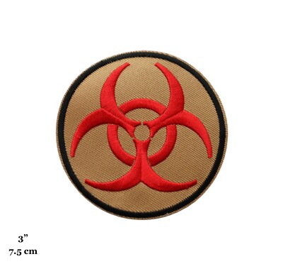 Biohazard Warning Danger Symbol Brown Red Embroidered Iron On Patch