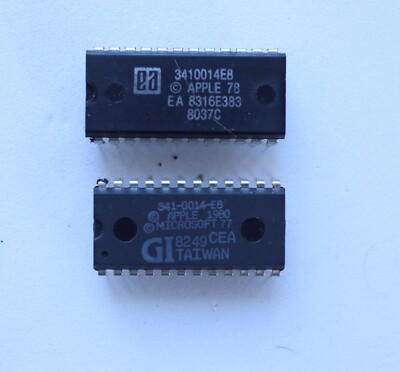 TWO (2) VINTAGE APPLE II+ COMPUTER ROMS,  341-0014-E8 APPLESOFT BASIC