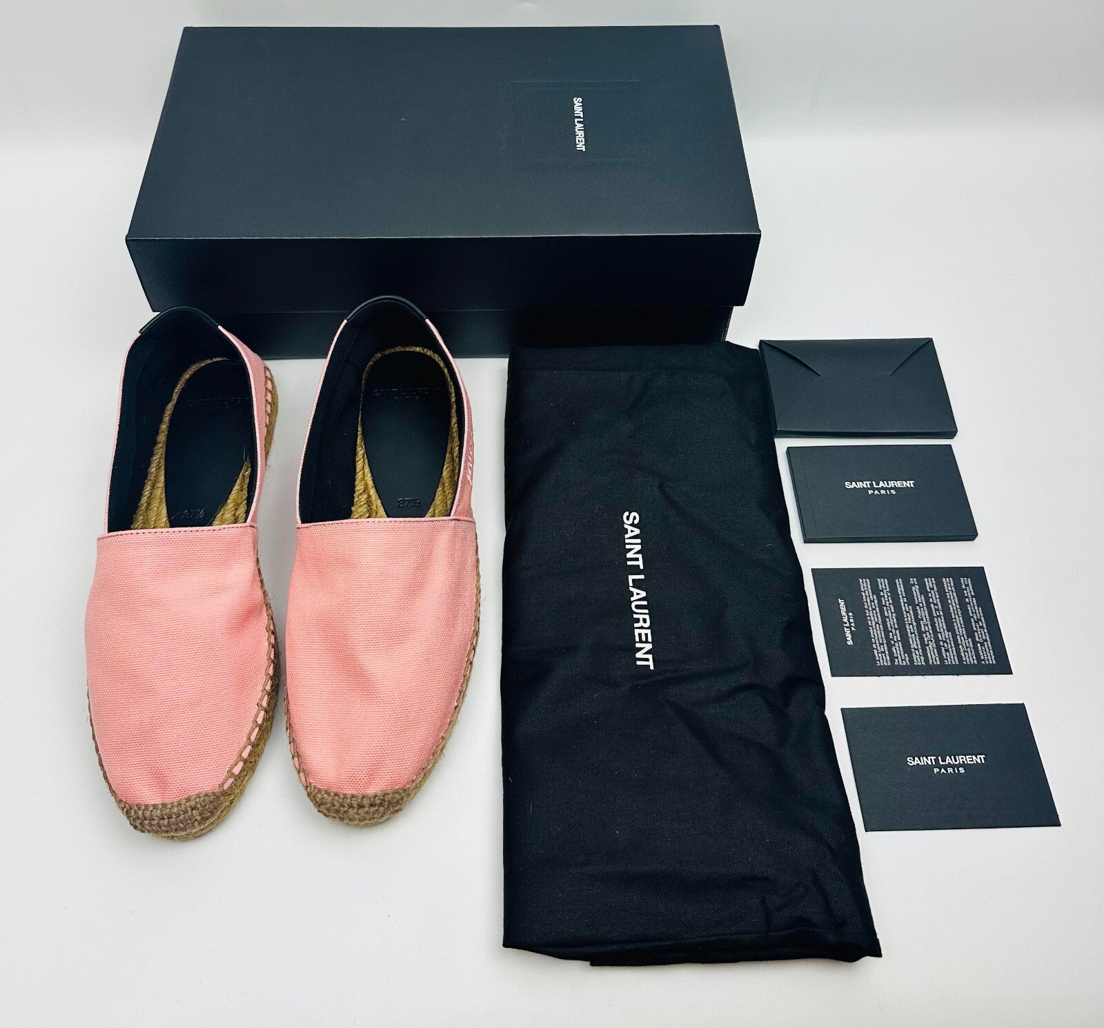 SAINT LAURENT Embroidered Espadrilles Canvas Eros Pink Size