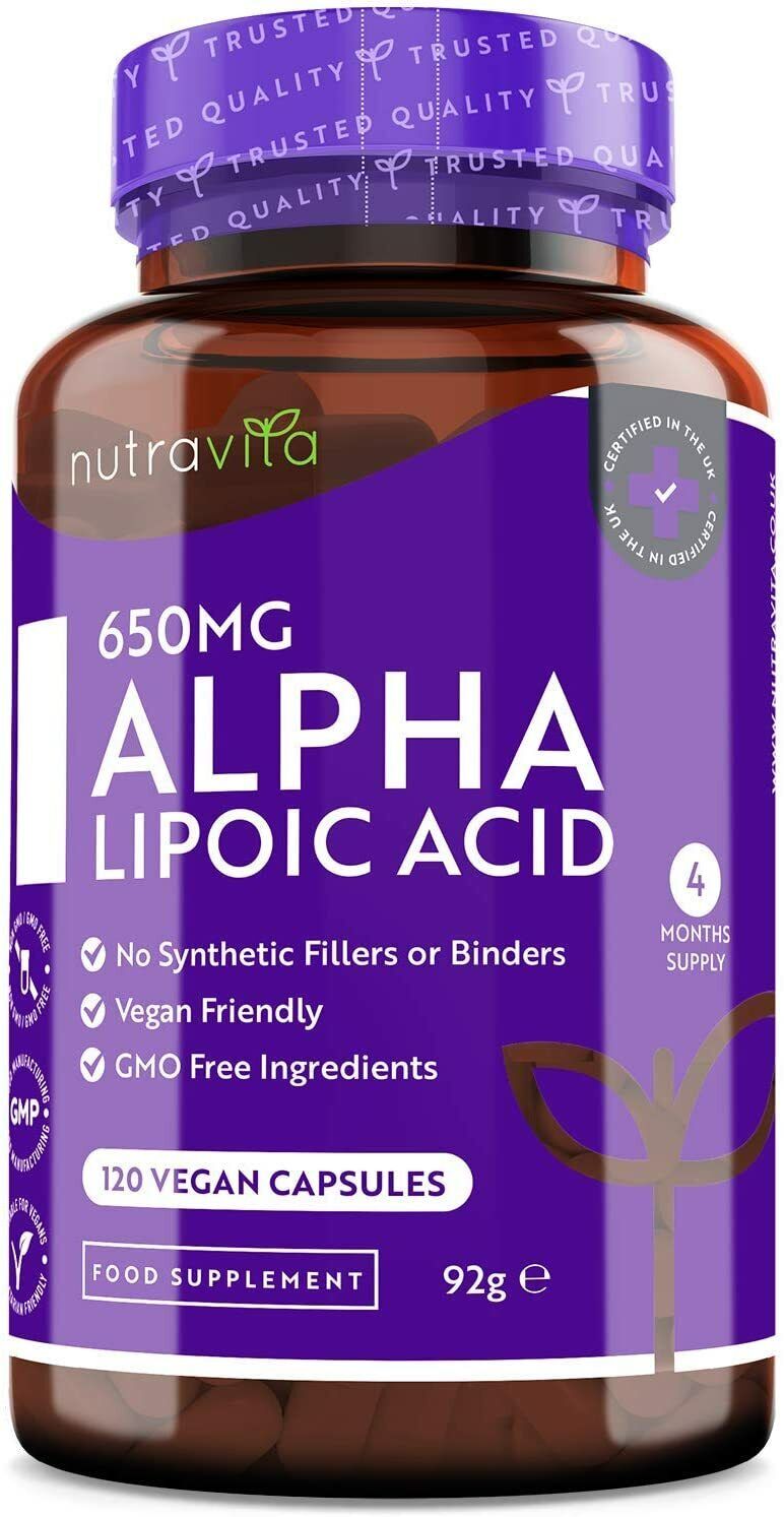 Alpha Lipoic Acid 650mg - High Strength ALA - 120 Vegan Capsules - Antioxidant