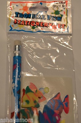 Goody Bags Lot Of 7 Fish Tropical Sets Party Treats Pencil Sticker Eraser Prize