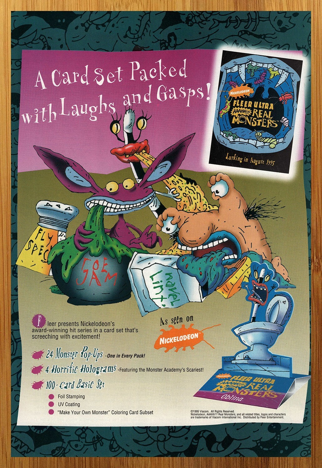 【レア】NICKELODEON AAAHH!!! REAL MONSTERS 1995 AAAHH! Real Monsters Trading Cards Print Ad/Poster 90s