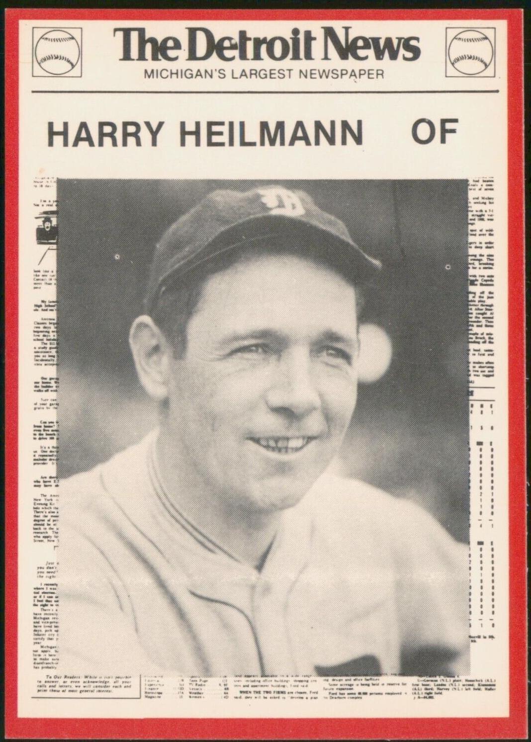 1981 Detroit News Detroit Tigers Boys of Summer 100th Anniversary - Harry Heilmann #4