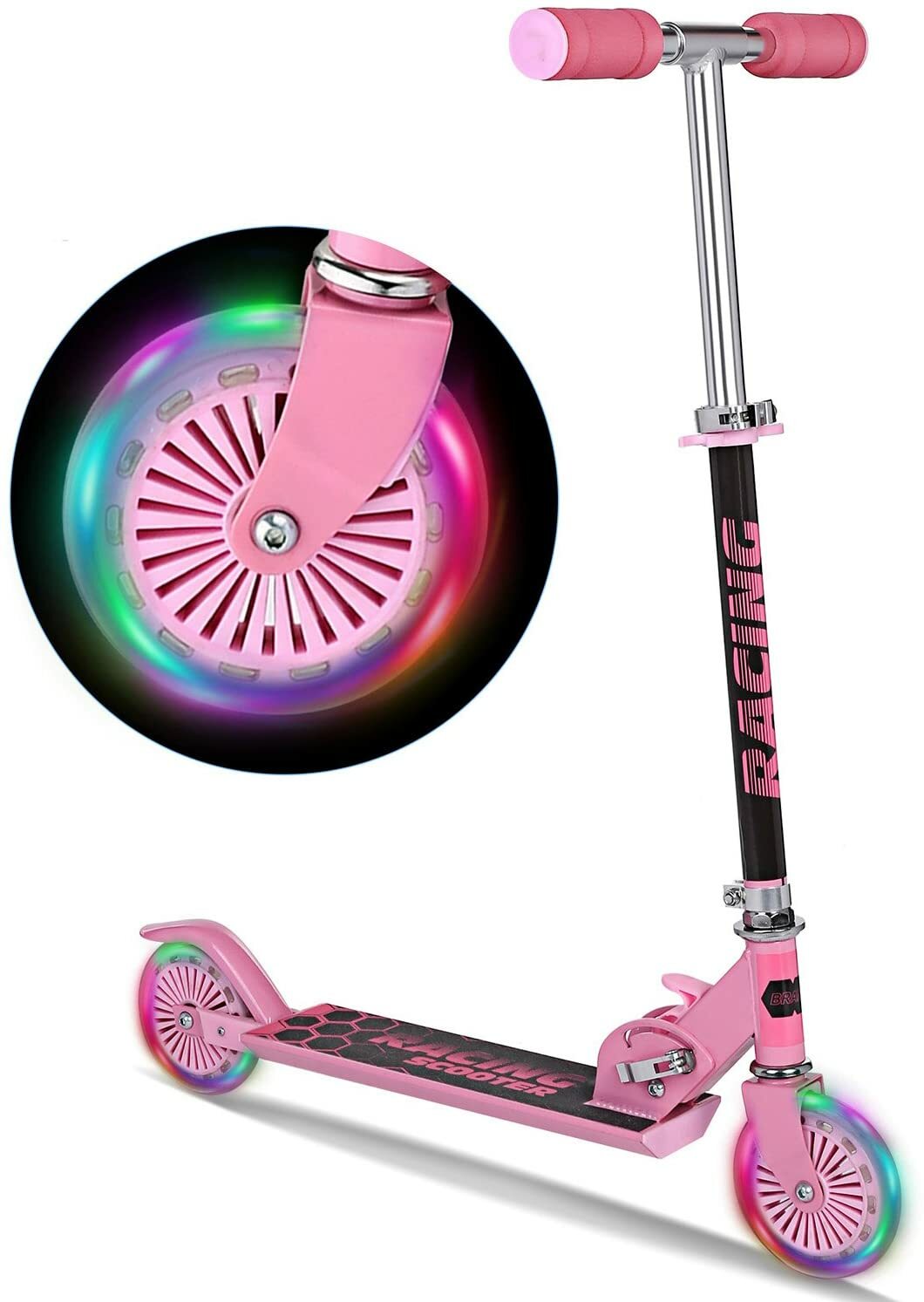 WeSkate B3 Scooter for Kids with LED Light Up Wheels Adjustable Height