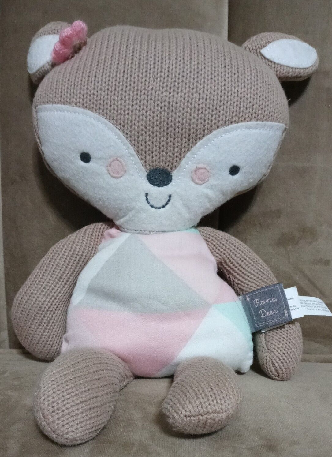 Lolli Living FIONA DEER Plush Stuffed Animal Soft Knit Baby Rattle Toy Lovey 15