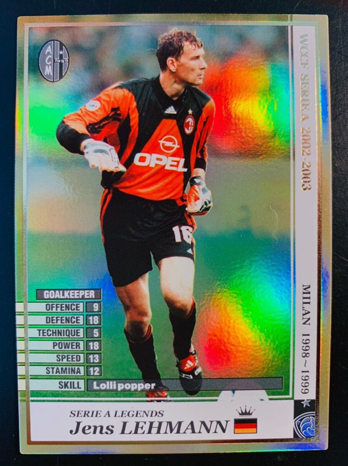 2002-03 Panini WCCF Serie A Legends Jens Lehmann AC Milan