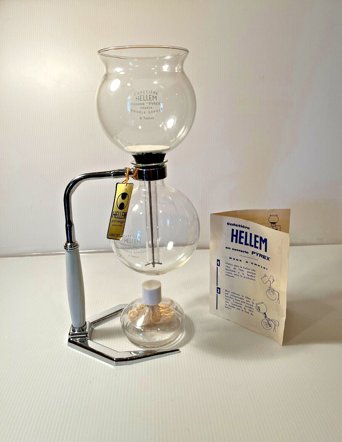 Vintage NOS ~ Complete ~ Pyrex Glass Vacuum Coffee Maker HELLEM GLASS FRANCE  ~