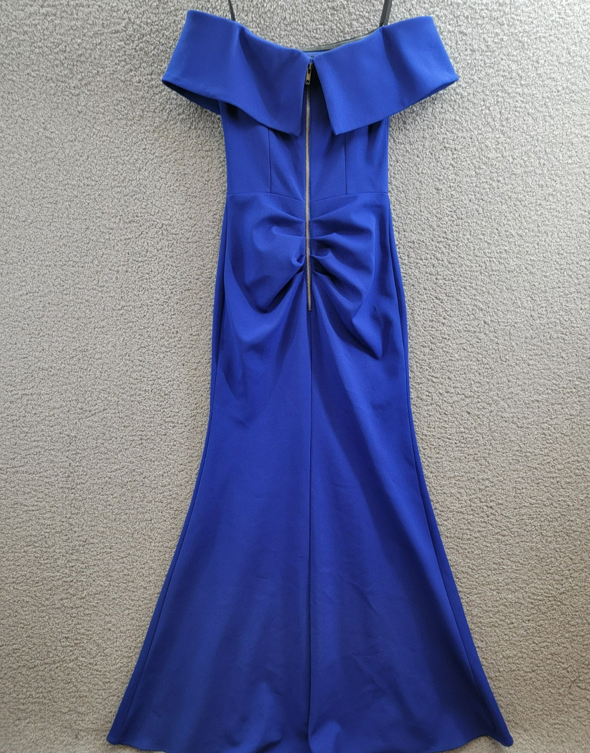 AQUA Off-the-Shoulder Scuba Crepe Gown Women's 2 Marine Back Zip Closure S/S - Picture 12 of 20