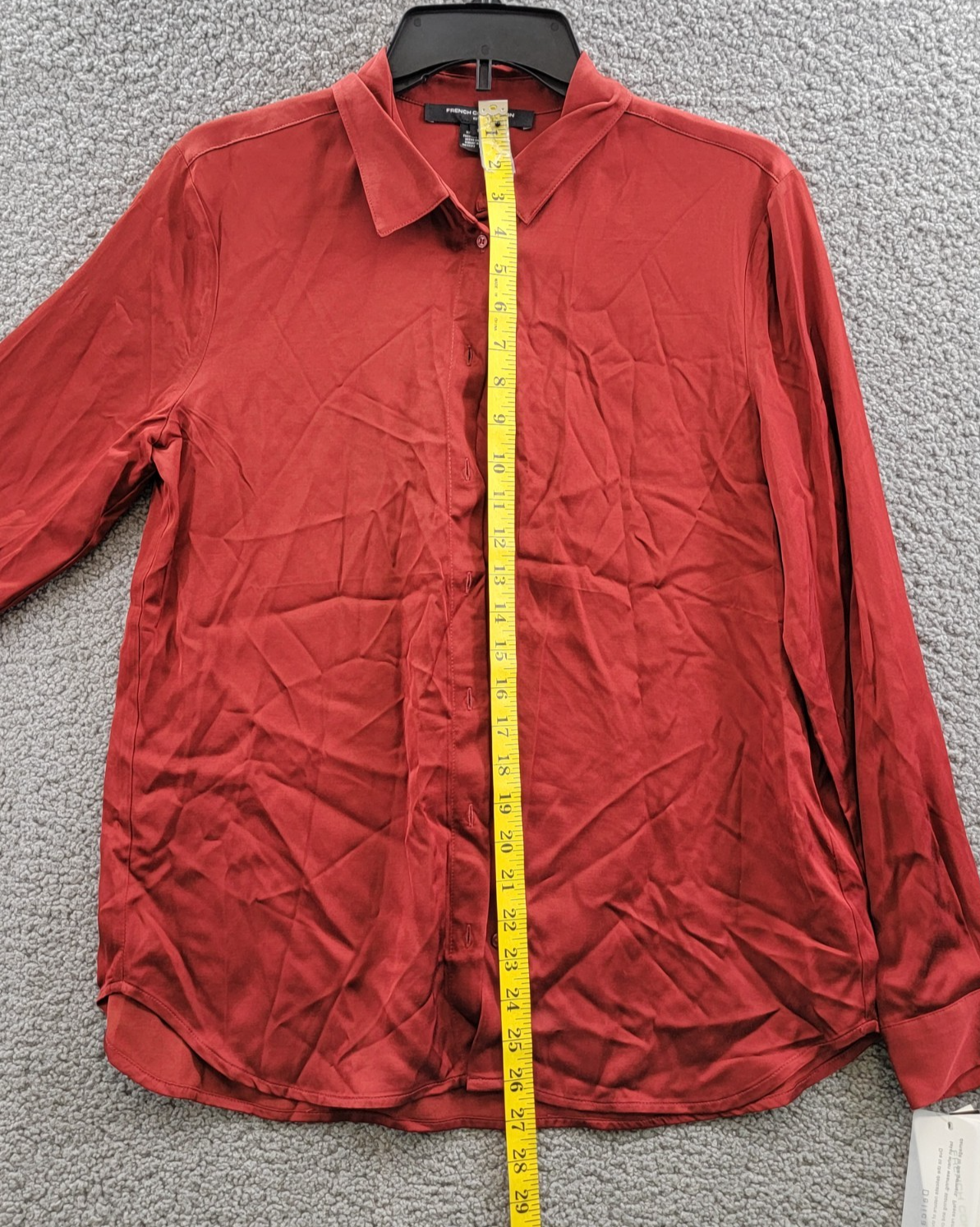 French Connection Ennis Satin Button- Up Shirt Women's S Wine Button Closure - Picture 7 of 16