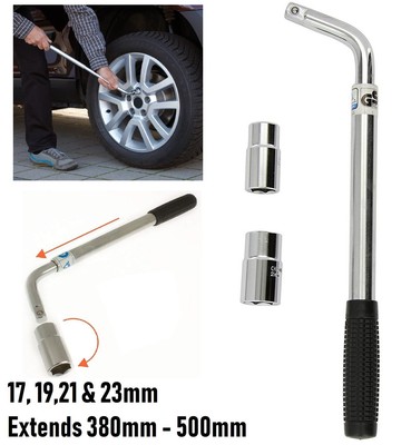 Extendable Wheel Brace 17 19 21 23mm Socket Tyre Nut Wrench for Citroen