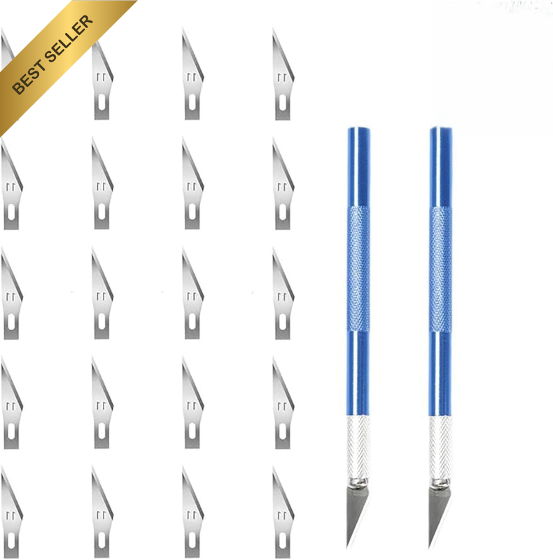 2 Pack Precision Carving Craft Knife Set with 20 Extra Blades for Intricate Engr