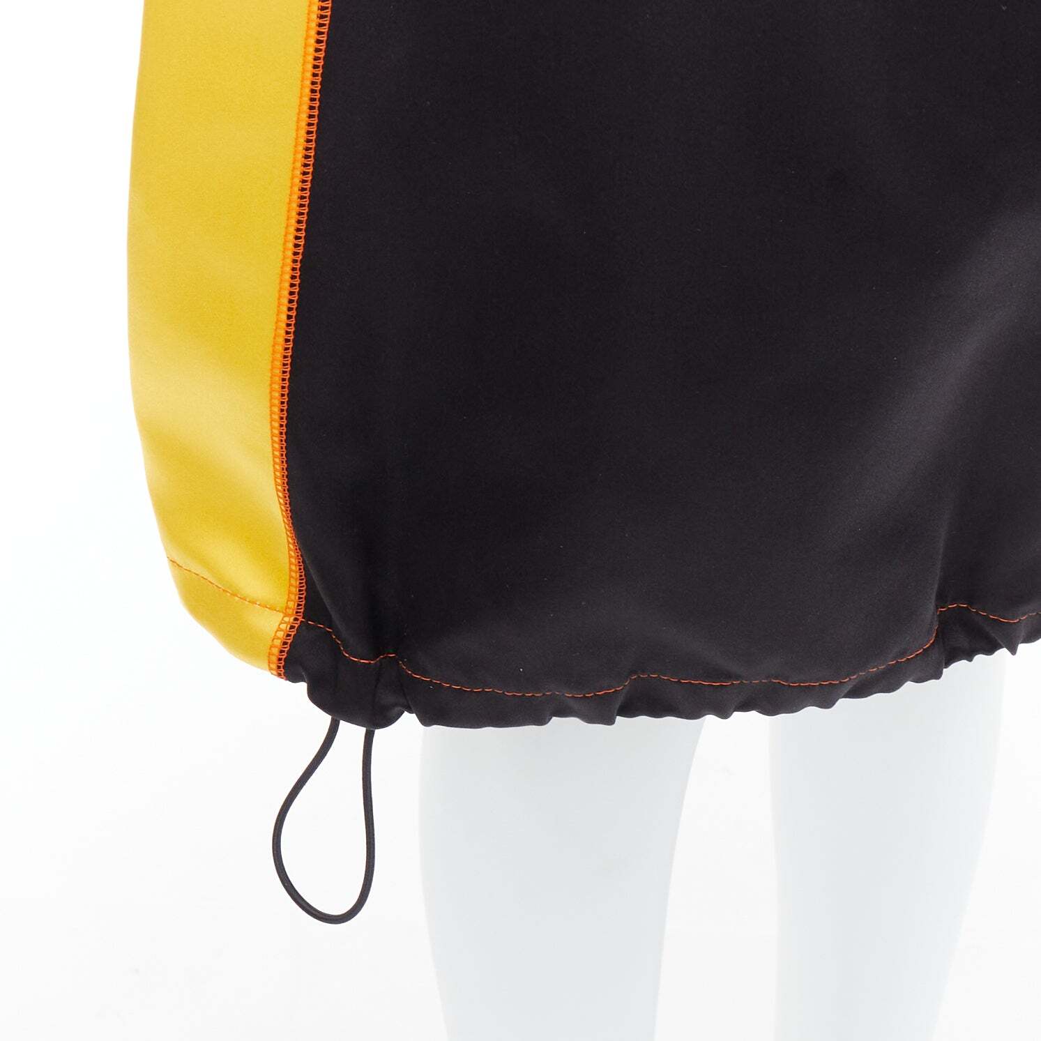 PRADA 2016 100% silk black yellow colorblocked drawstring
