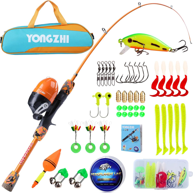 Kids Fishing Pole,Portable Telescopic Ice Fishing Rod and Re