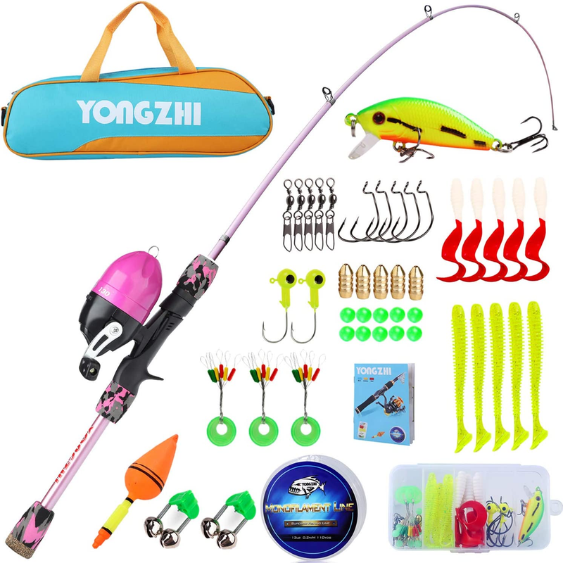 Kids Fishing Pole,Portable Telescopic Ice Fishing Rod and Re