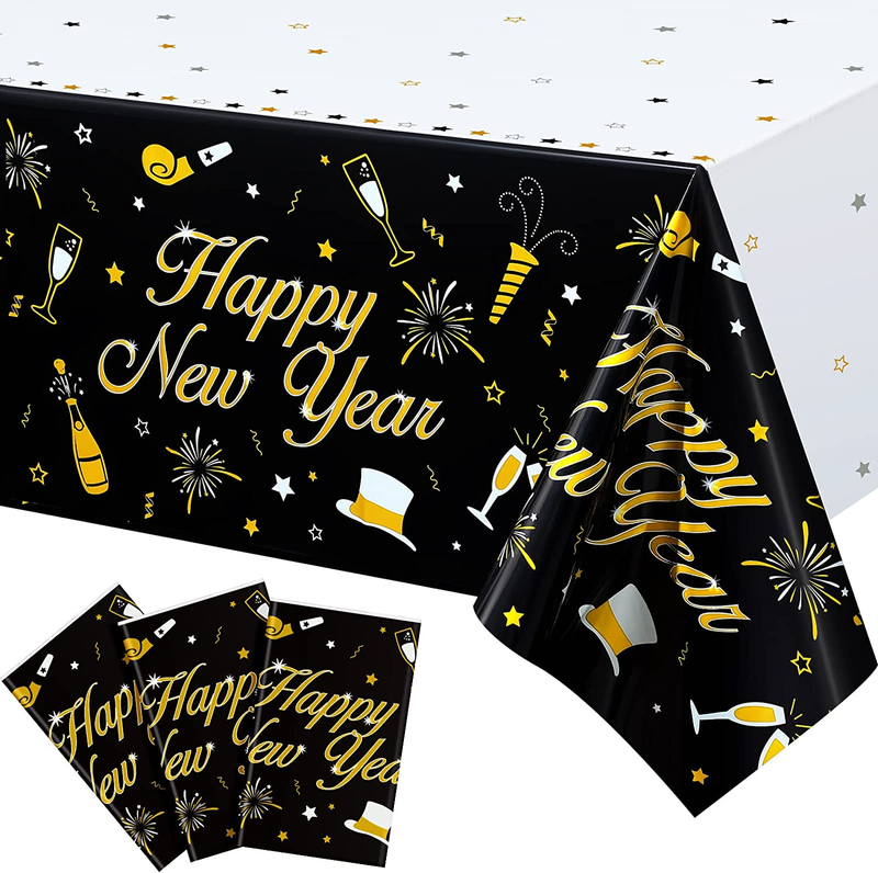S Tablecloth Plastic Disposable Black And Gold