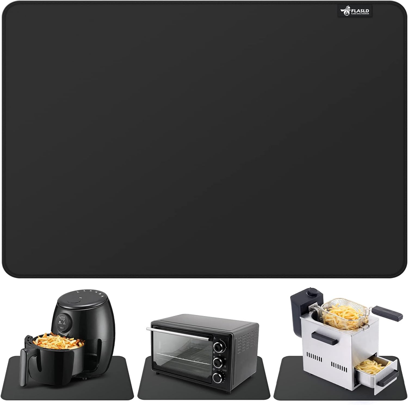 FLASLD Heat Resistant Mat for Hot Air Fryer, Fireproof Silicone Mats for Kitchen