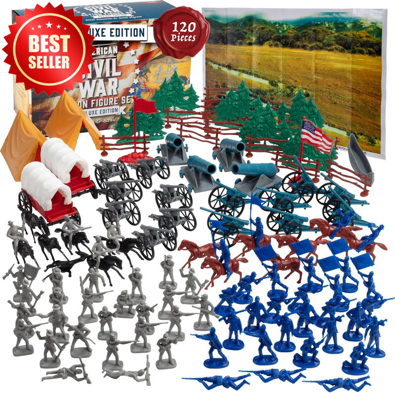 120pc Civil War Army Men Toy Soldier Action Figure Playset Cannons Horses US