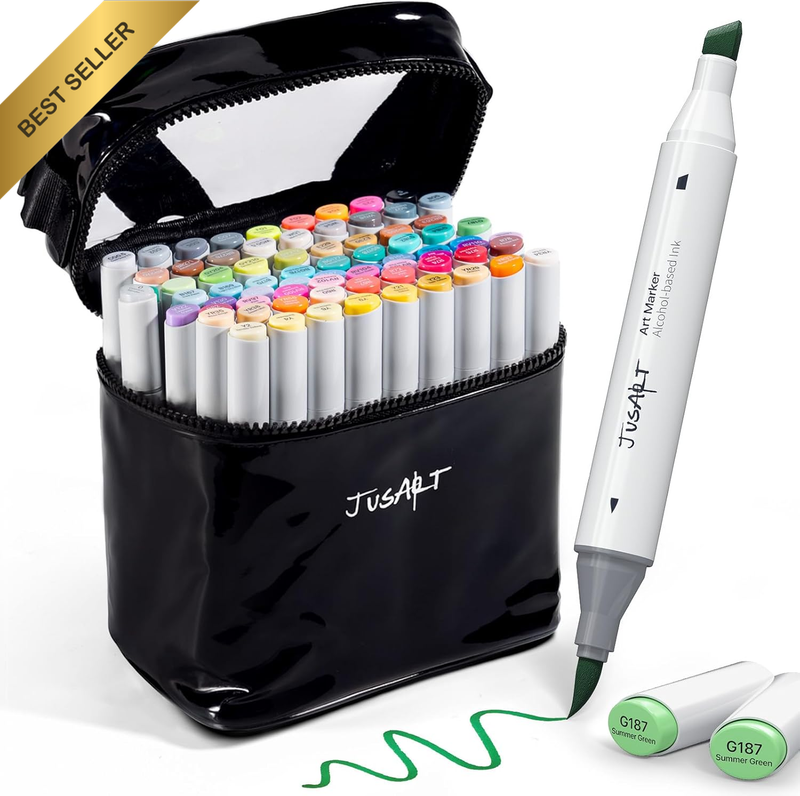 72 Colors Dual Tip Alcohol Brush Chisel Markers No Bleed Ink Set