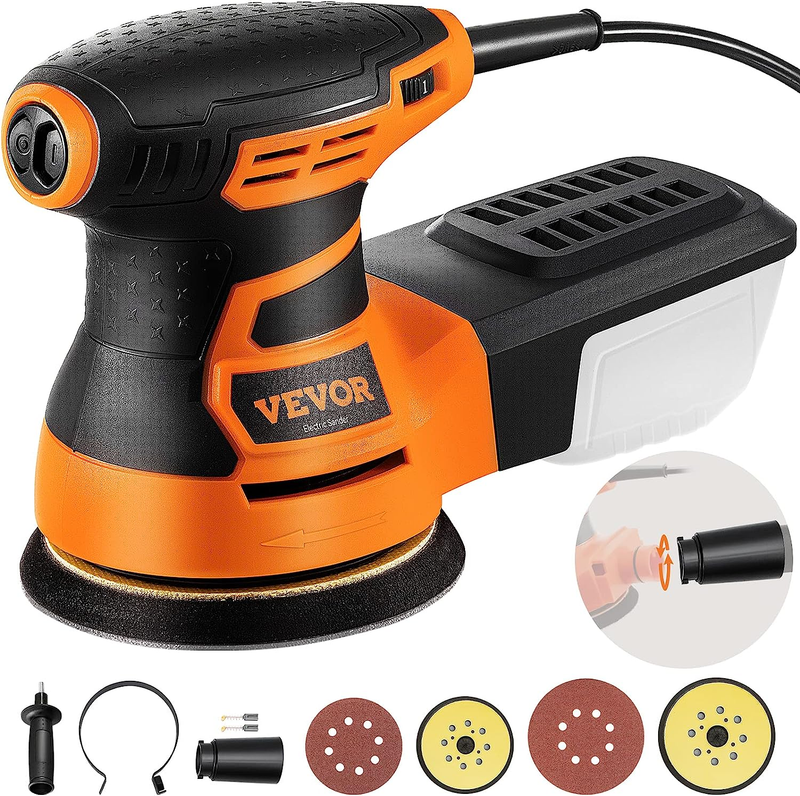 VEVOR Random Orbit Sander, 3A 350W Orbital Sander, 6 Speeds 13000 OPM 5