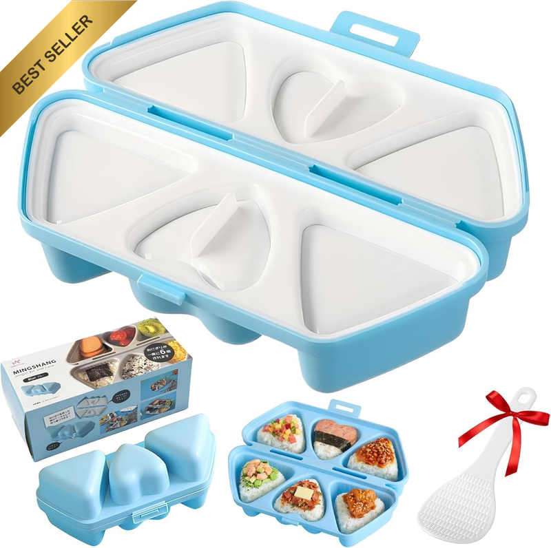 6-In-1 Foldable Rice Ball Mould Set - Triangular Sushi Moulds, Non-Stick Coating