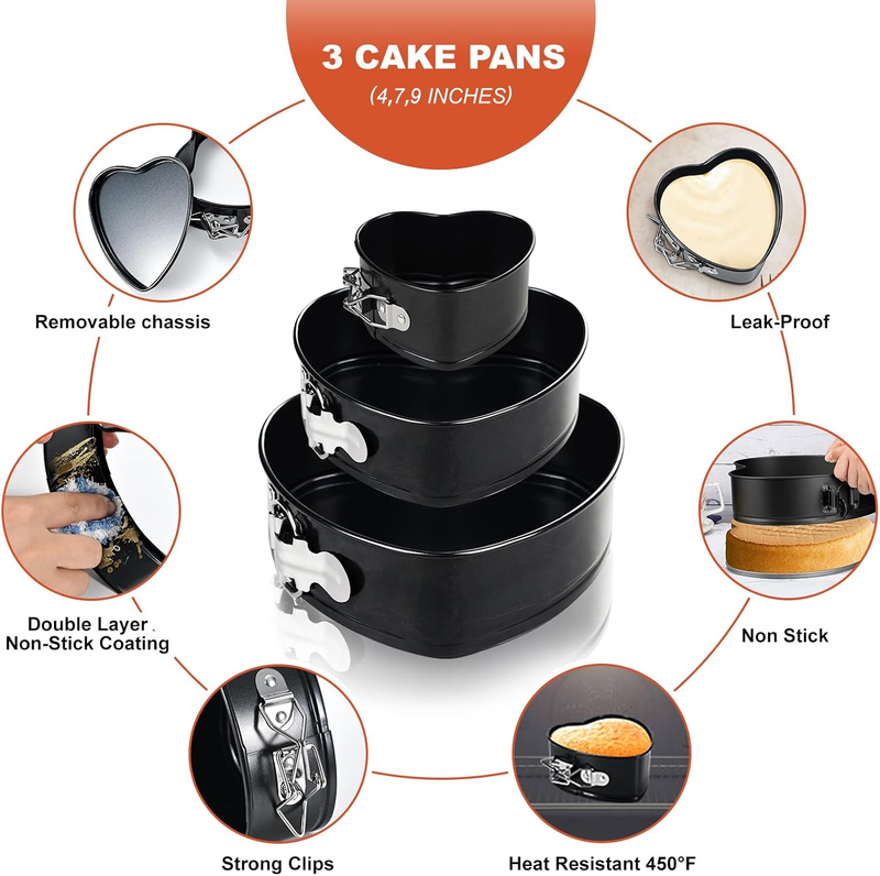 4" 7" 9" Non-Stick Cheesecake Pan Springform Cake Pan, Leakproof Moule a Gateau