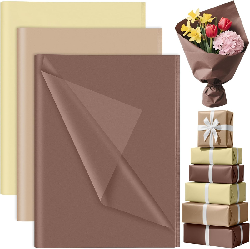 90 Sheets Brown Tissue Paper for Gift Bags, Colored Gift Wrapping Paper Tissue B