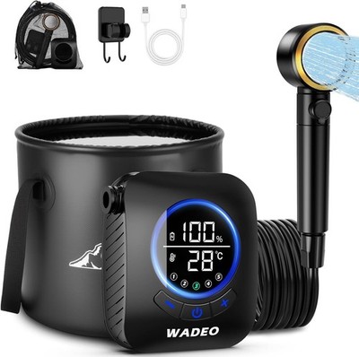 WADEO Portable Camp Shower, [Premium 8000mAh] [Upgraded 20L Collapsible Bucket]