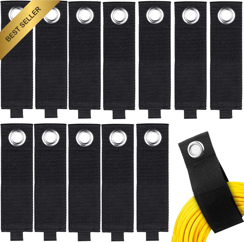 12 Pack Extension Cord Holder Organizer Large 13 Inch (Unfolded) Cable Strap Wra