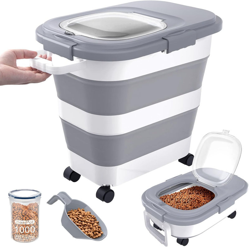 23-25Lbs Airtight Dog Food Storage Container,Collapsible Dog Food Container | La
