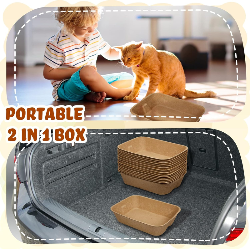 15 Pack Disposable Litter Boxes for Cats Small Disposable Litter Trays Paper Kit
