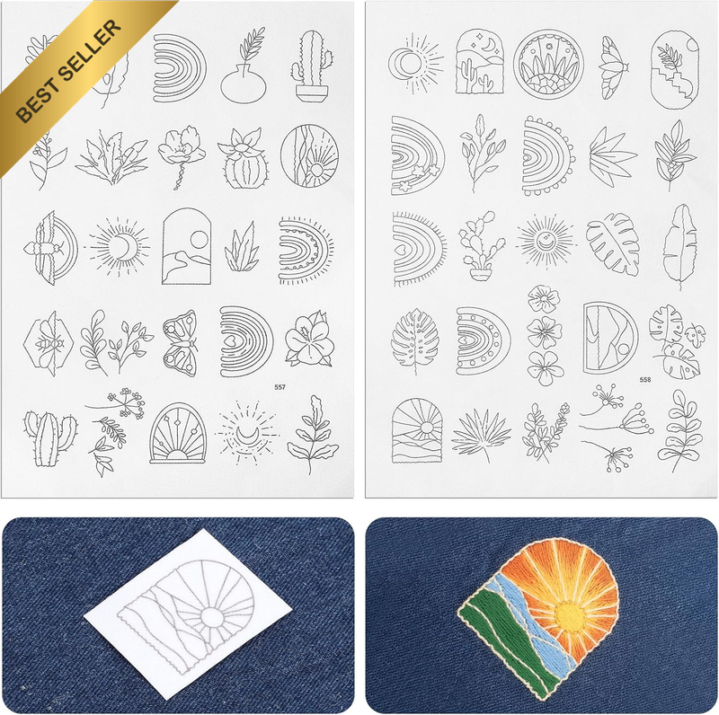 50Pcs Water Soluble Embroidery Patterns Stabilizers Wash Away Transfer Embroider