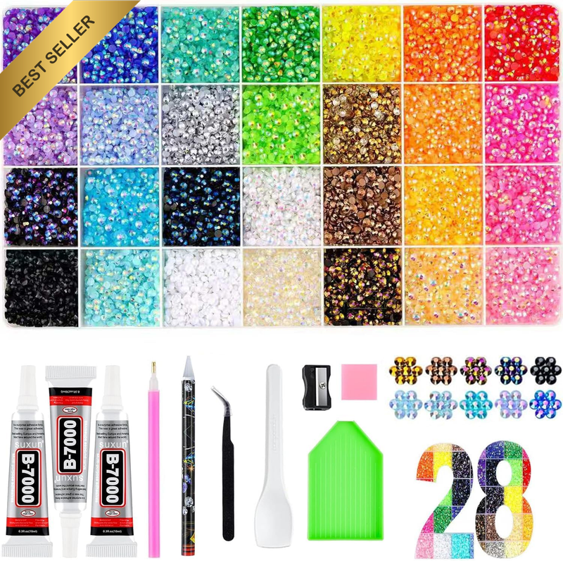 30000Pcs Bedazzling Kit with 3Mm Rhinestones, 28 Colors Resin Rhinestones