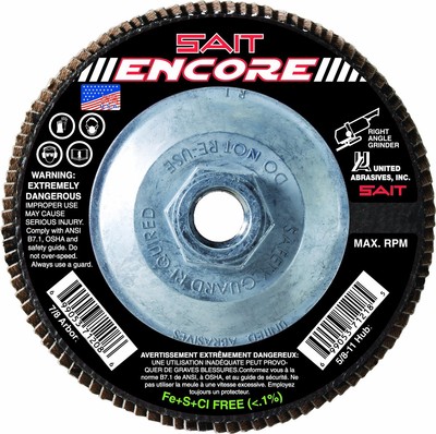 United Abrasives SAIT 71215 Type 27 Encore Flap Disc 412Inch x 5811Inch Z