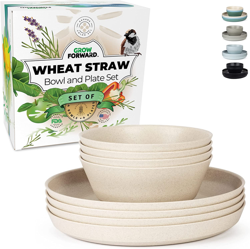 Plates and Bowls Sets for 8, 32-Piece Kitchen Dinnerware Set for 8 Tableware Wh