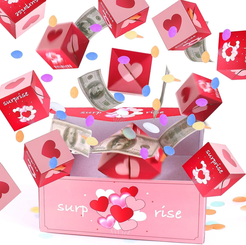 Surprise Gift Box Explosion for Money, Exploding Surprise Box Gift Box with Conf