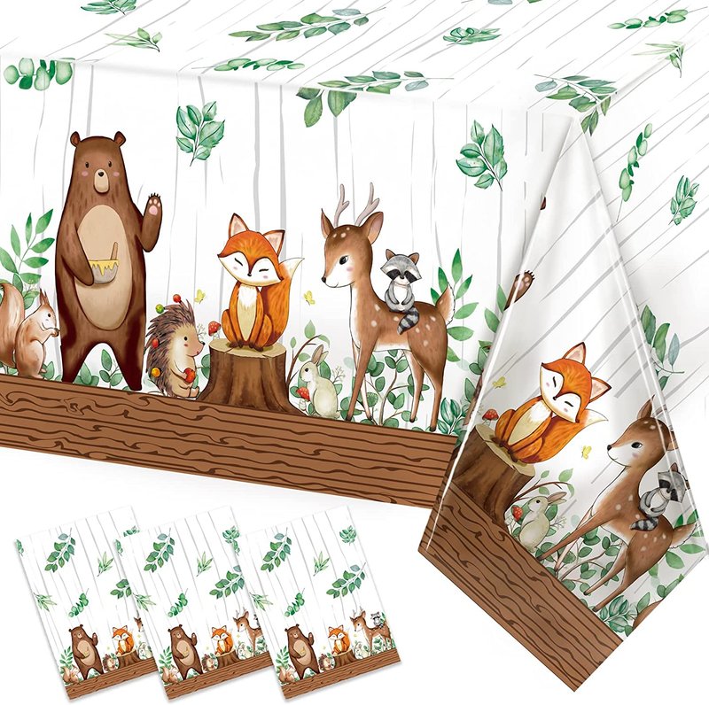 Woodland Animals Plastic Tablecloth Forest Wild Creatures Ba