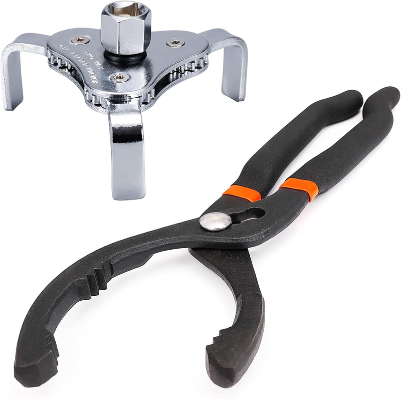 2pcs Oil Filter Wrench 12 Inch Adjustable Pliers 2-1/2 to 4-1/2 Inch 3 Jaw Oil F