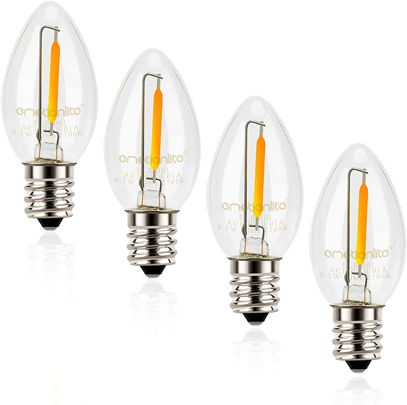Emotionlite Night Light Bulbs, C7 Candelabra LED Light Bulbs, E12 Chandelier Bas