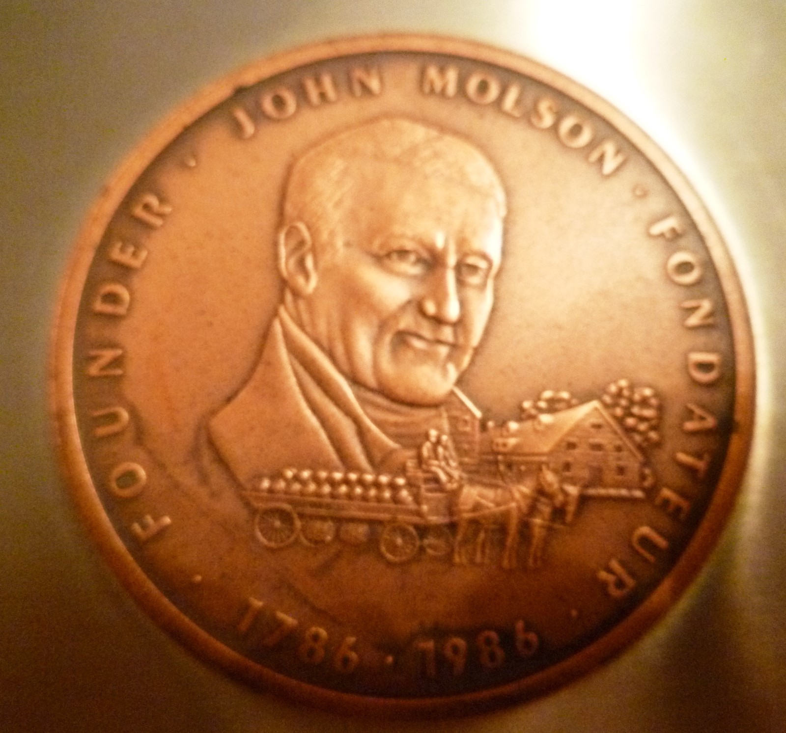 Commemorative Glass Beer Stein with Lid Molson Canadian - made in W Germany